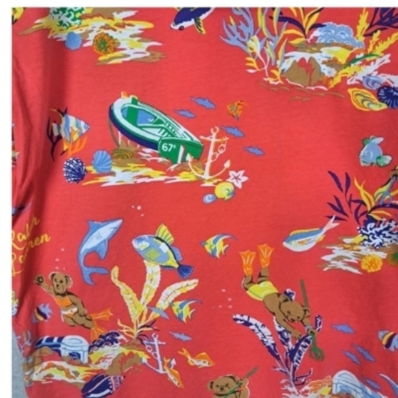 Polo Ralph Lauren Men's Size Large Polo Bear Jersey Hooded T-Shirt Red - Picture 12 of 12